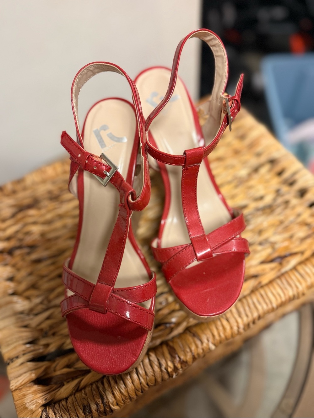 Report Red T-Strap Women’s Heeled Sandals